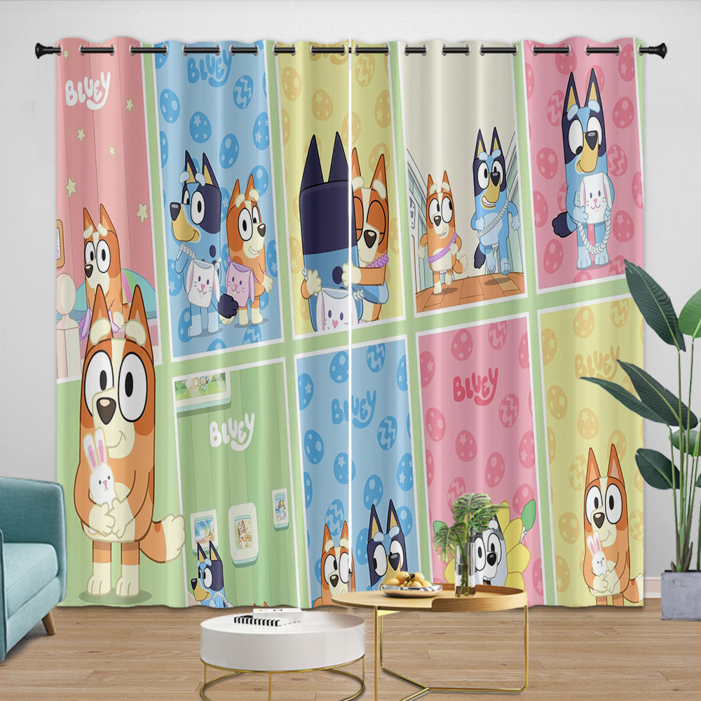 Cartoon Bluey Curtains Blackout Window Drapes Kids Room Decoration (ONLINE ORDER ONLY)