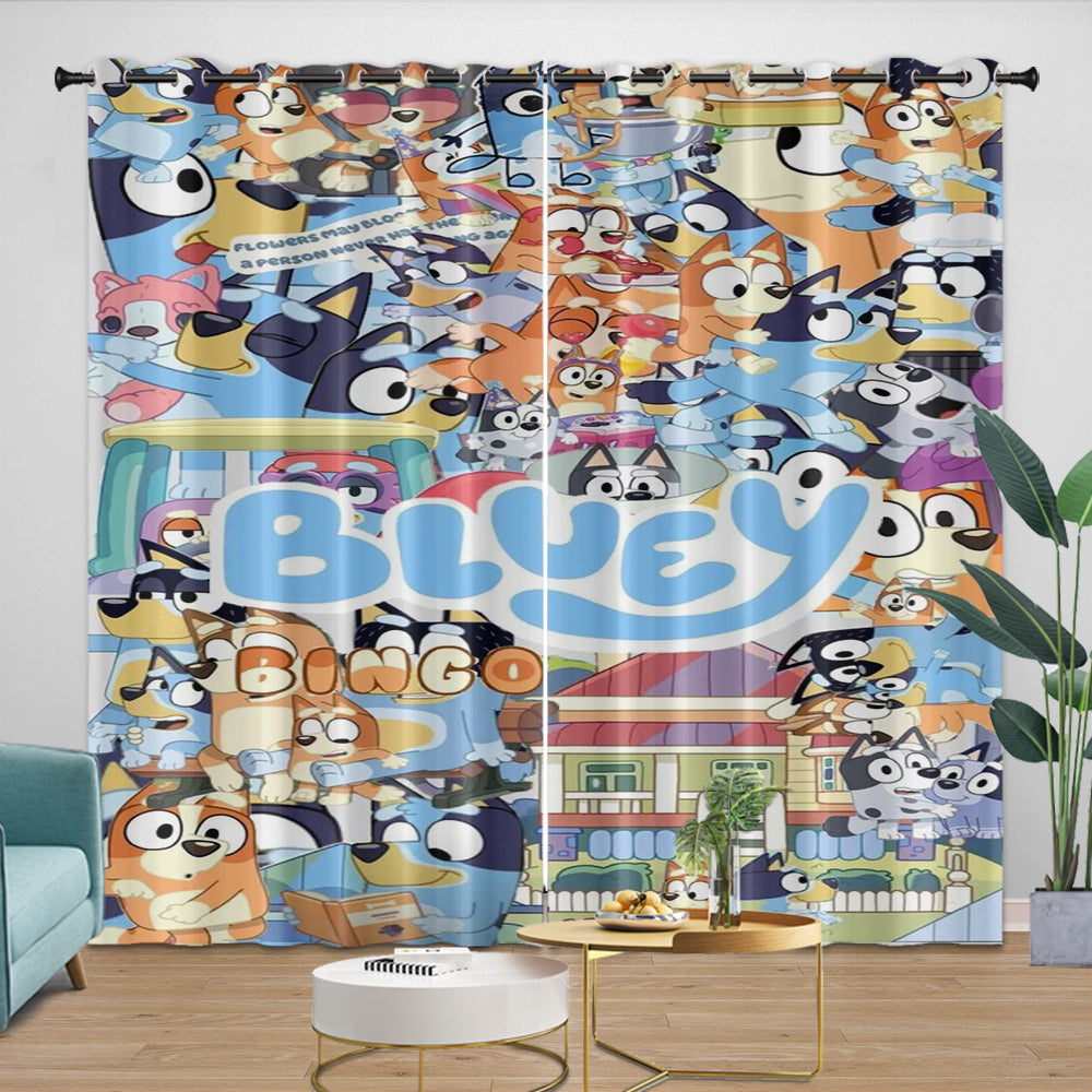 Cartoon Bluey Curtains Blackout Window Drapes Kids Room Decoration (ONLINE ORDER ONLY)