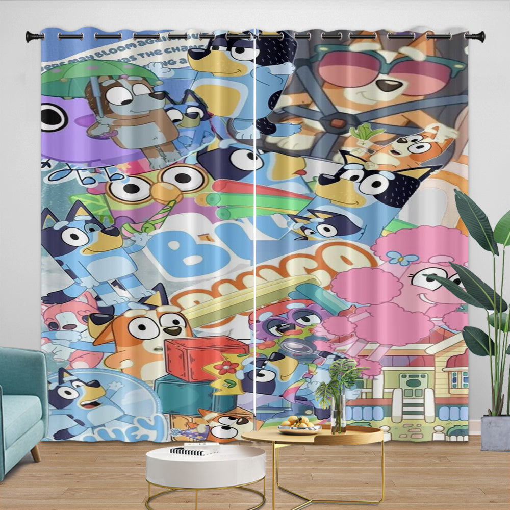Cartoon Bluey Curtains Blackout Window Drapes Kids Room Decoration (ONLINE ORDER ONLY)