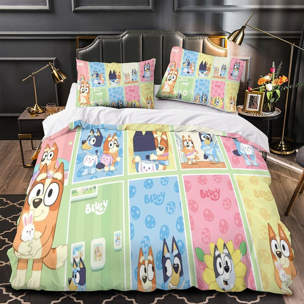Cartoon Bluey Duvet Cover Pattern Bedding Set Room Decoration (ONLINE ORDER ONLY)