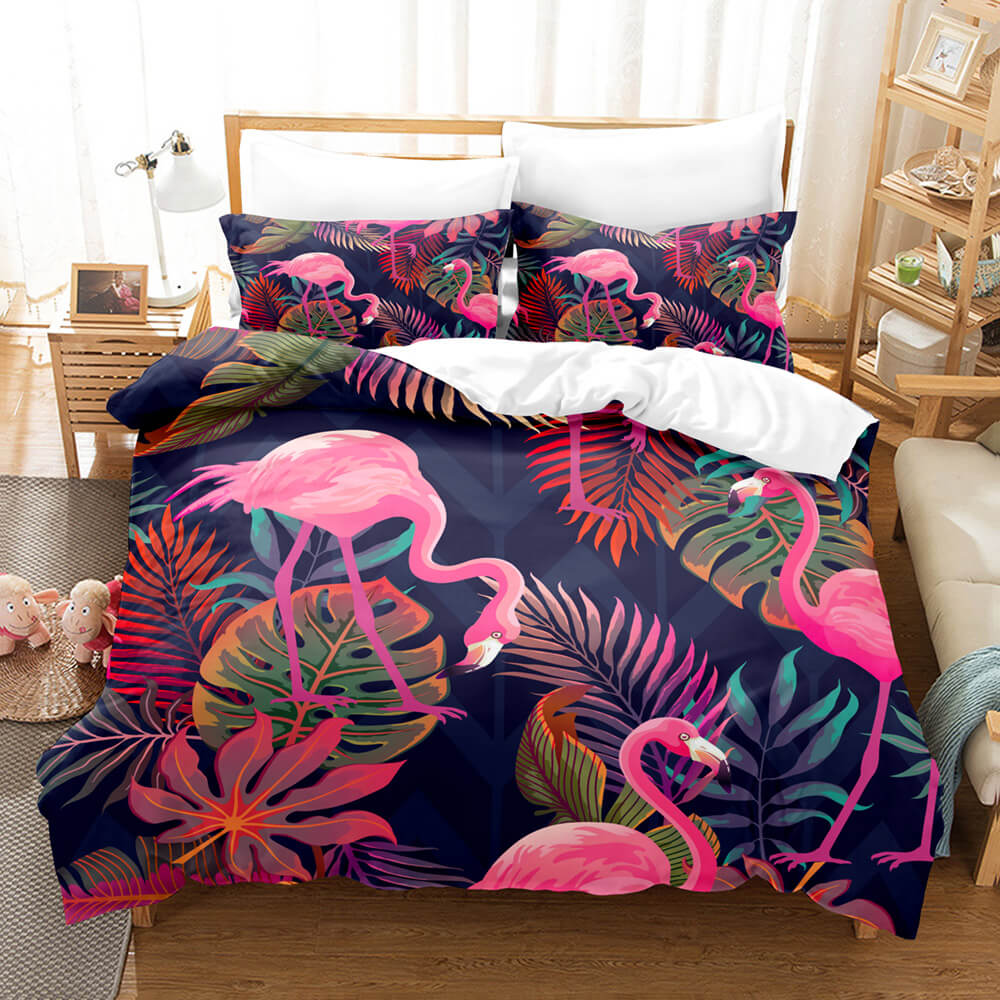 Cartoon Flamingo Bedding Set Quilt Covers Without Filler (Online Order Only)