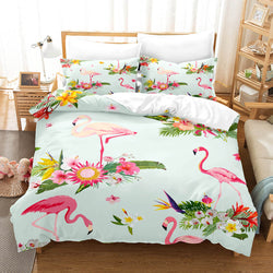 Cartoon Flamingo Bedding Set Quilt Covers Without Filler (Online Order Only)