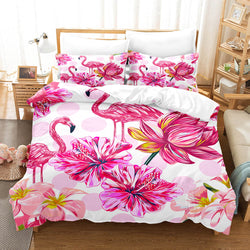 Cartoon Flamingo Bedding Set Quilt Covers Without Filler (Online Order Only)