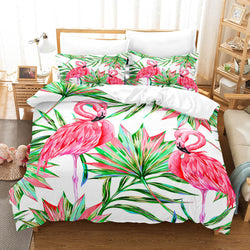 Cartoon Flamingo Bedding Set Quilt Covers Without Filler (Online Order Only)