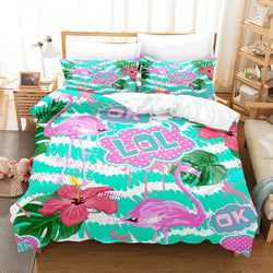 Cartoon Flamingo Bedding Set Quilt Covers Without Filler (Online Order Only)