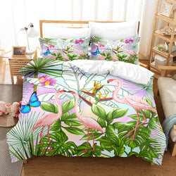 Cartoon Flamingo Bedding Set Quilt Covers Without Filler (Online Order Only)