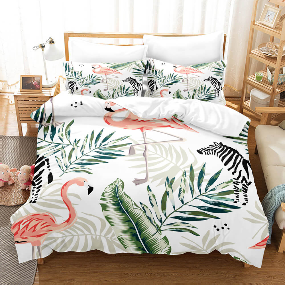 Cartoon Flamingo Bedding Set Quilt Covers Without Filler (Online Order Only)