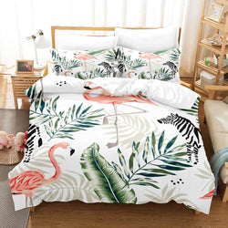 Cartoon Flamingo Bedding Set Quilt Covers Without Filler (Online Order Only)