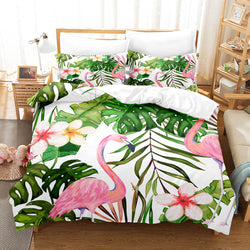 Cartoon Flamingo Bedding Set Quilt Covers Without Filler (Online Order Only)