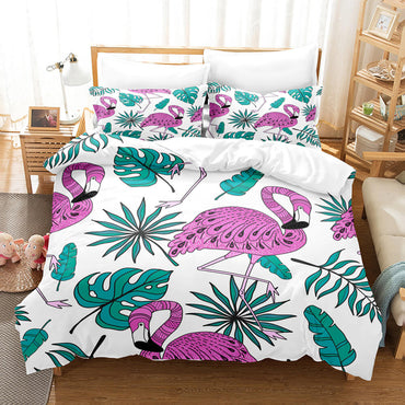 Cartoon Flamingo Bedding Set Quilt Covers Without Filler (Online Order Only)