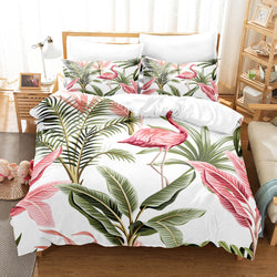 Cartoon Flamingo Bedding Set Quilt Covers Without Filler (Online Order Only)