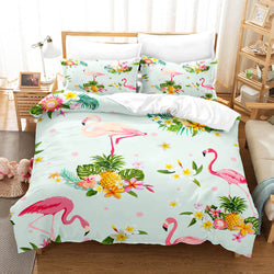 Cartoon Flamingo Bedding Set Quilt Covers Without Filler (Online Order Only)