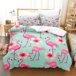 Cartoon Flamingo Bedding Set Quilt Covers Without Filler (Online Order Only)