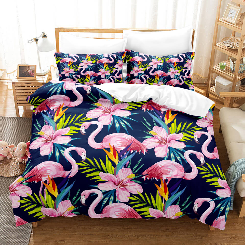 Cartoon Flamingo Bedding Set Quilt Covers Without Filler (Online Order Only)
