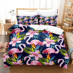 Cartoon Flamingo Bedding Set Quilt Covers Without Filler (Online Order Only)