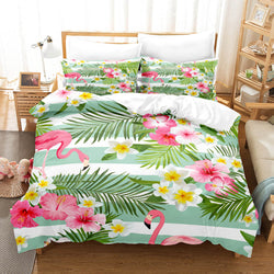 Cartoon Flamingo Bedding Set Quilt Covers Without Filler (Online Order Only)