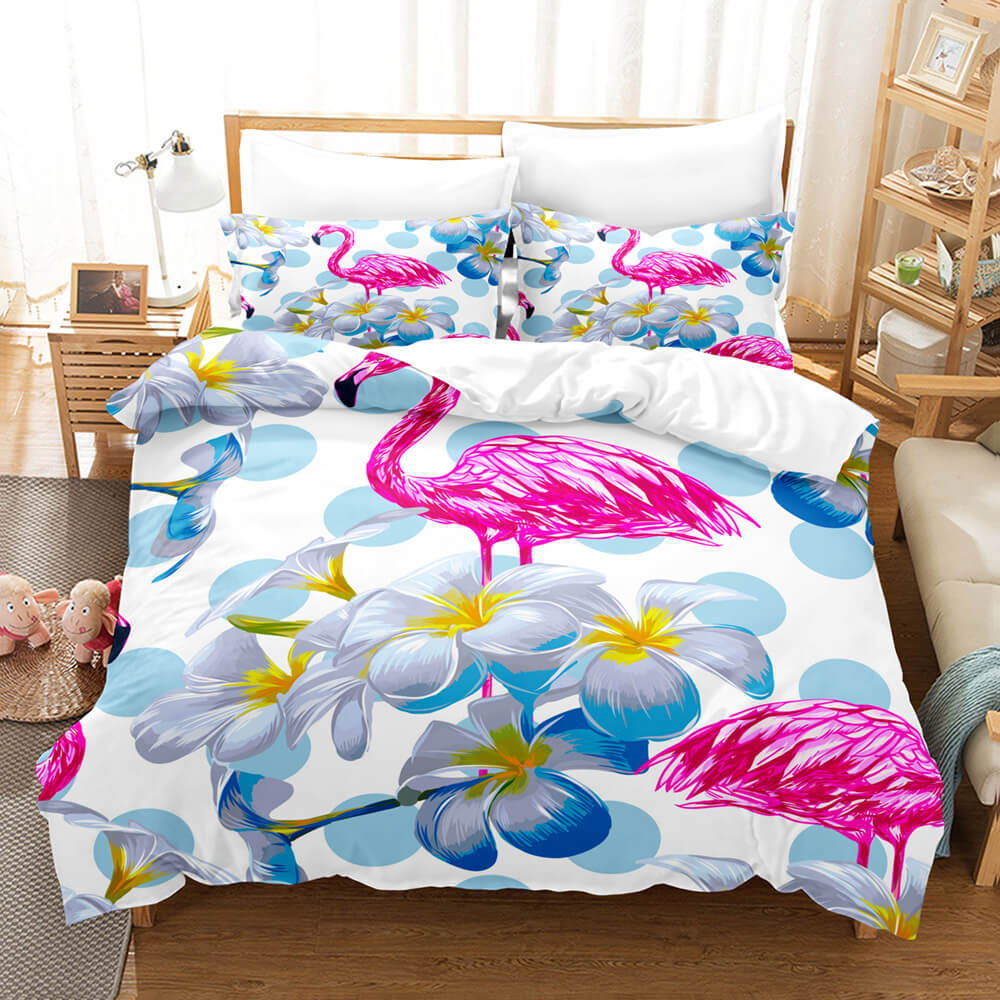Cartoon Flamingo Bedding Set Quilt Covers Without Filler (Online Order Only)