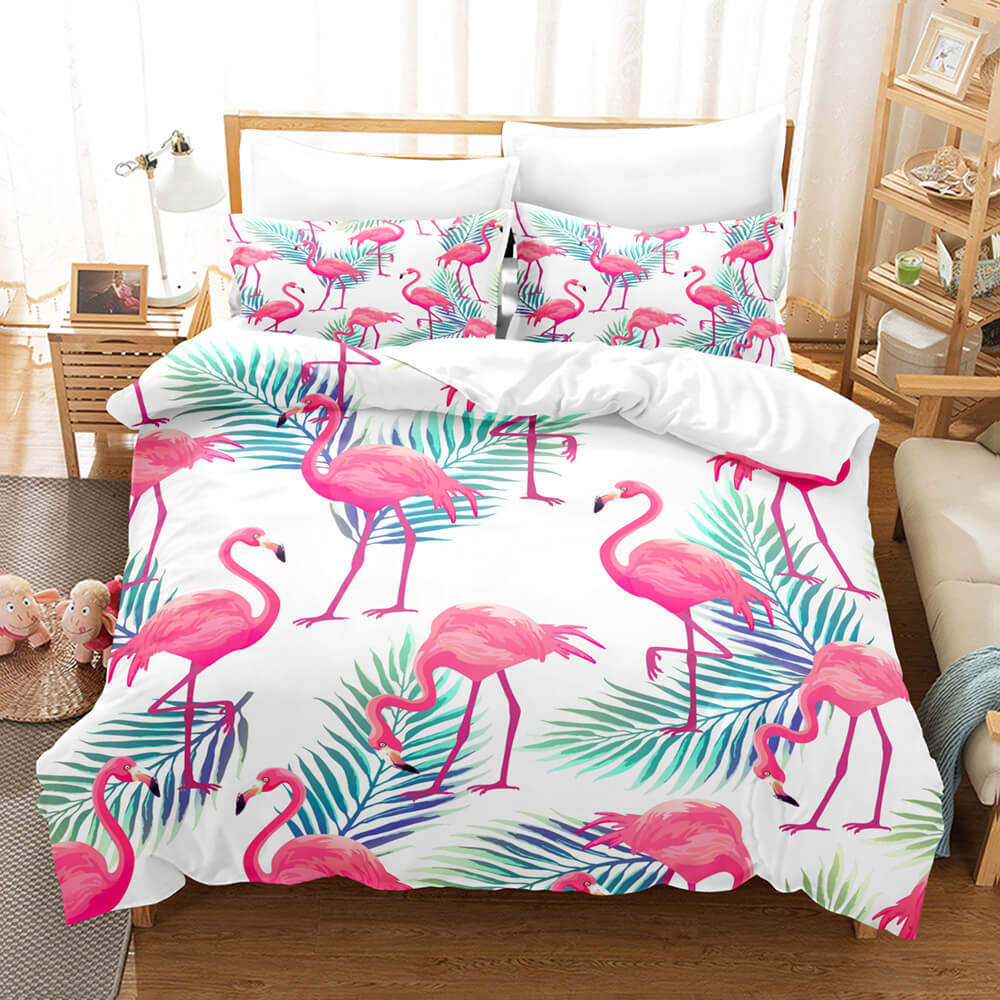 Cartoon Flamingo Bedding Set Quilt Covers Without Filler (Online Order Only)