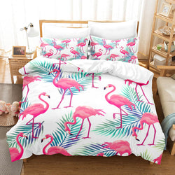 Cartoon Flamingo Bedding Set Quilt Covers Without Filler (Online Order Only)