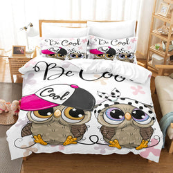 Cartoon Hand Painted Owl Bedding Sets Quilt Cover Without Filler (Online Order Only)