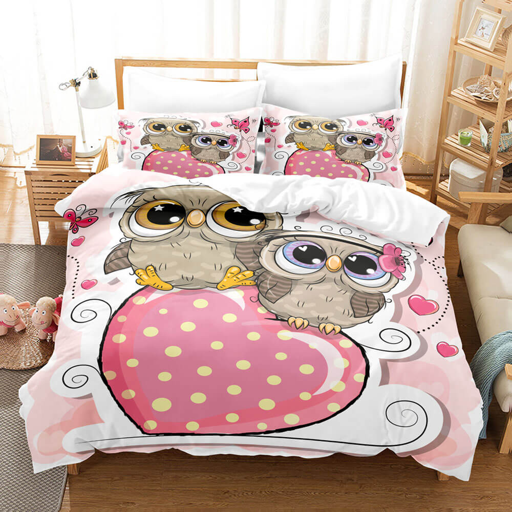 Cartoon Hand Painted Owl Bedding Sets Quilt Cover Without Filler (Online Order Only)