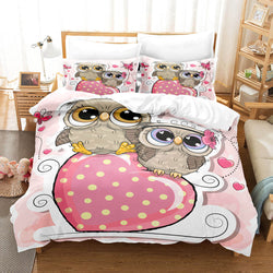 Cartoon Hand Painted Owl Bedding Sets Quilt Cover Without Filler (Online Order Only)