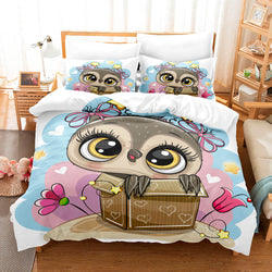Cartoon Hand Painted Owl Bedding Sets Quilt Cover Without Filler (Online Order Only)