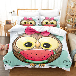 Cartoon Hand Painted Owl Bedding Sets Quilt Cover Without Filler (Online Order Only)