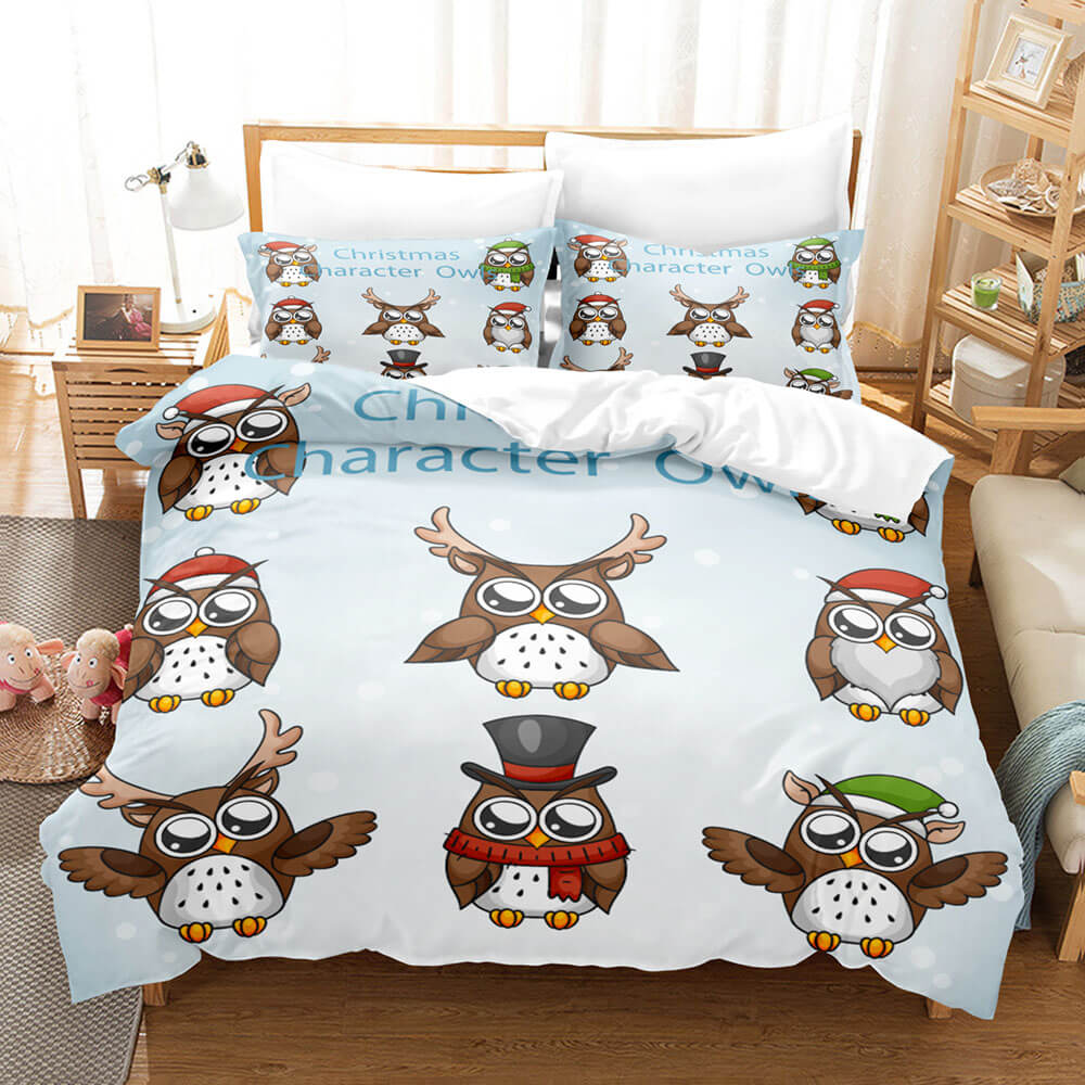 Cartoon Hand Painted Owl Bedding Sets Quilt Cover Without Filler (Online Order Only)