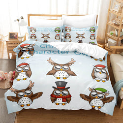 Cartoon Hand Painted Owl Bedding Sets Quilt Cover Without Filler (Online Order Only)