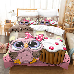 Cartoon Hand Painted Owl Bedding Sets Quilt Cover Without Filler (Online Order Only)