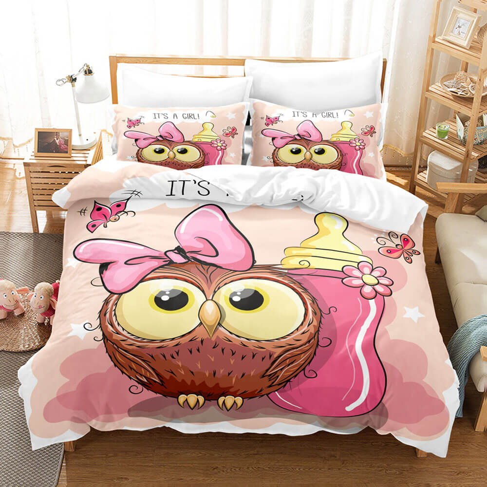 Cartoon Hand Painted Owl Bedding Sets Quilt Cover Without Filler (Online Order Only)