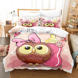 Cartoon Hand Painted Owl Bedding Sets Quilt Cover Without Filler (Online Order Only)