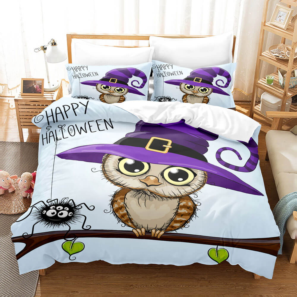 Cartoon Hand Painted Owl Bedding Sets Quilt Cover Without Filler (Online Order Only)