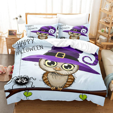Cartoon Hand Painted Owl Bedding Sets Quilt Cover Without Filler (Online Order Only)