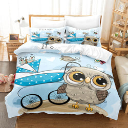 Cartoon Hand Painted Owl Bedding Sets Quilt Cover Without Filler (Online Order Only)