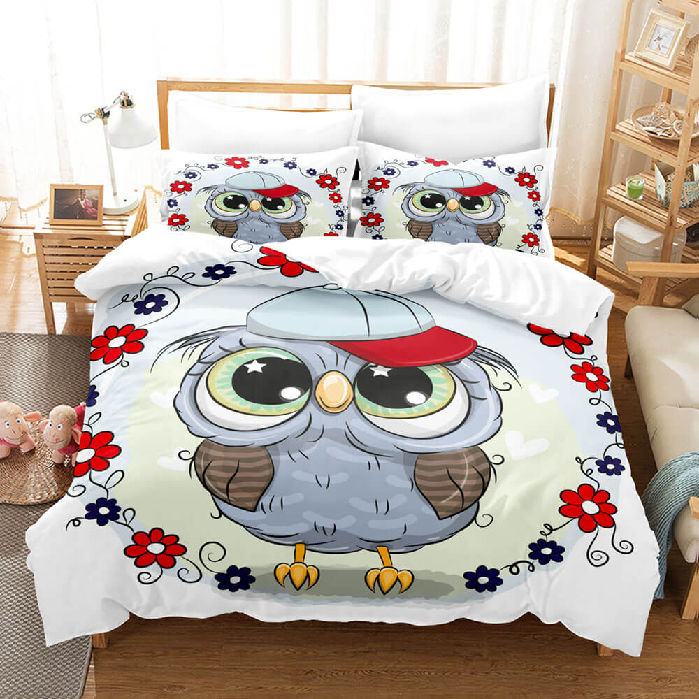 Cartoon Hand Painted Owl Bedding Sets Quilt Cover Without Filler (Online Order Only)