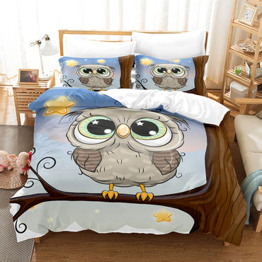 Cartoon Owl Bedding Sets Kids Birthday Quilt Cover Without Filler (Online Order Only)