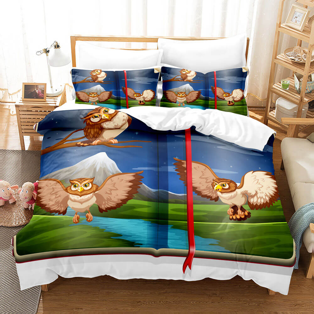 Cartoon Owl Bedding Sets Kids Birthday Quilt Cover Without Filler (Online Order Only)