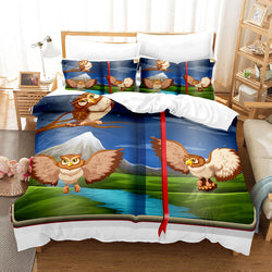 Cartoon Owl Bedding Sets Kids Birthday Quilt Cover Without Filler (Online Order Only)