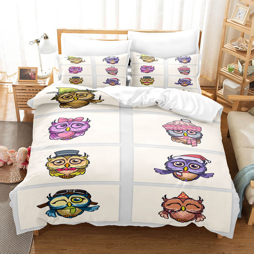 Cartoon Owl Bedding Sets Kids Birthday Quilt Cover Without Filler (Online Order Only)