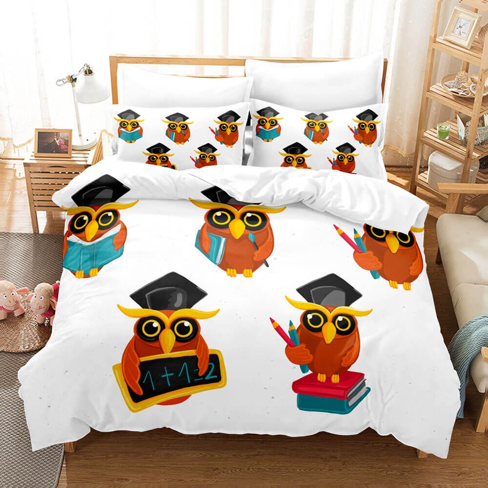 Cartoon Owl Bedding Sets Kids Birthday Quilt Cover Without Filler (Online Order Only)