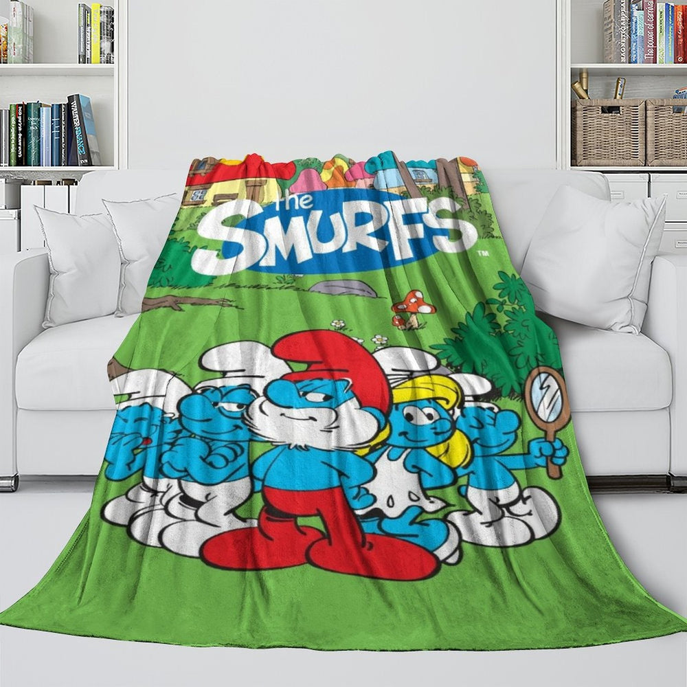 Cartoon Smurfs Blanket Flannel Throw Room Decoration (Online Order Only)