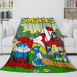 Cartoon Smurfs Blanket Flannel Throw Room Decoration (Online Order Only)