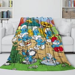 Cartoon Smurfs Blanket Flannel Throw Room Decoration (Online Order Only)