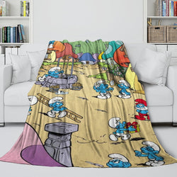 Cartoon Smurfs Blanket Flannel Throw Room Decoration (Online Order Only)