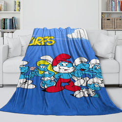 Cartoon Smurfs Blanket Flannel Throw Room Decoration (Online Order Only)
