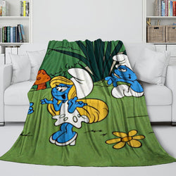 Cartoon Smurfs Blanket Flannel Throw Room Decoration (Online Order Only)