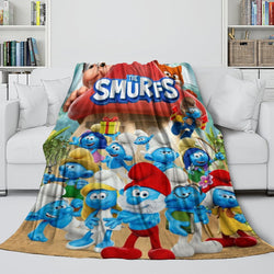 Cartoon Smurfs Blanket Flannel Throw Room Decoration (Online Order Only)