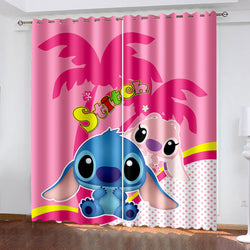 Cartoon Stitch Curtains Blackout Window Treatments Drapes for Room Decor (Online Order Only)